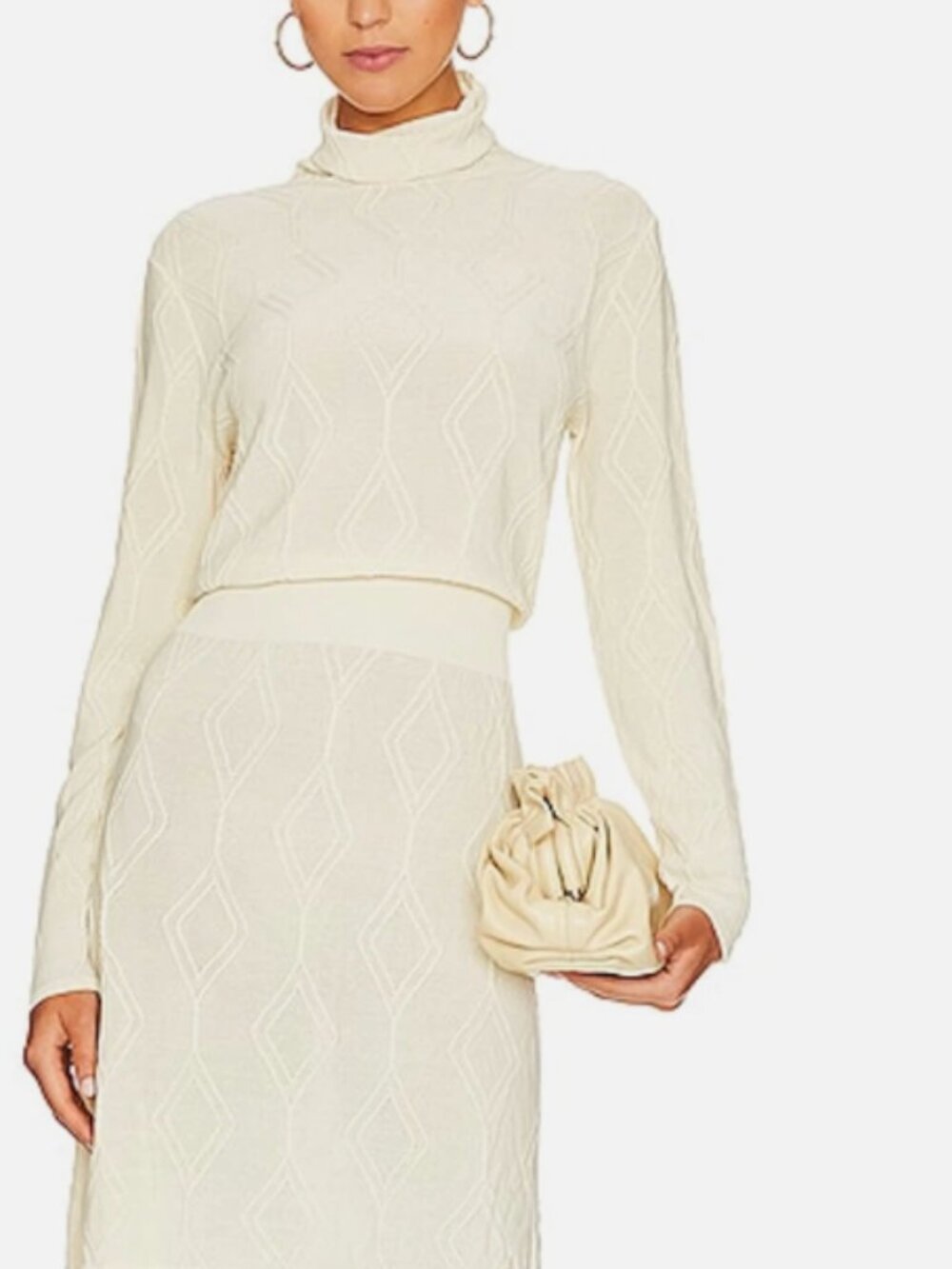 NWT Callahan Knitwear Nayeli Long Sleeve Diamond Cableknit Sweater Dress Large
